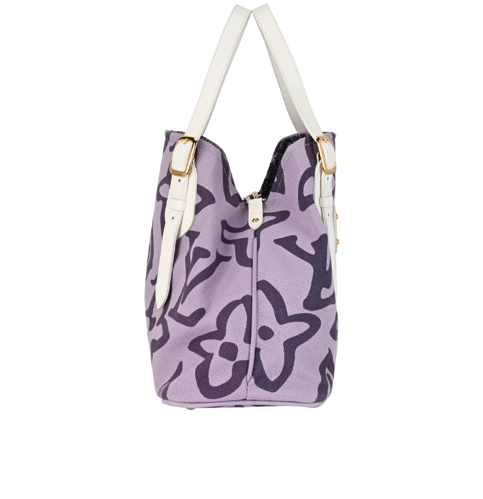 Tahitienne Cabas, &pound;550, Handbags, Purple, Canvas, Side view